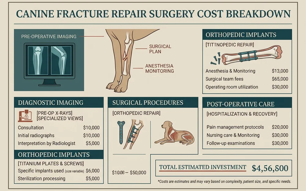 Editorial cost breakdown layout for canine fracture repair surgery